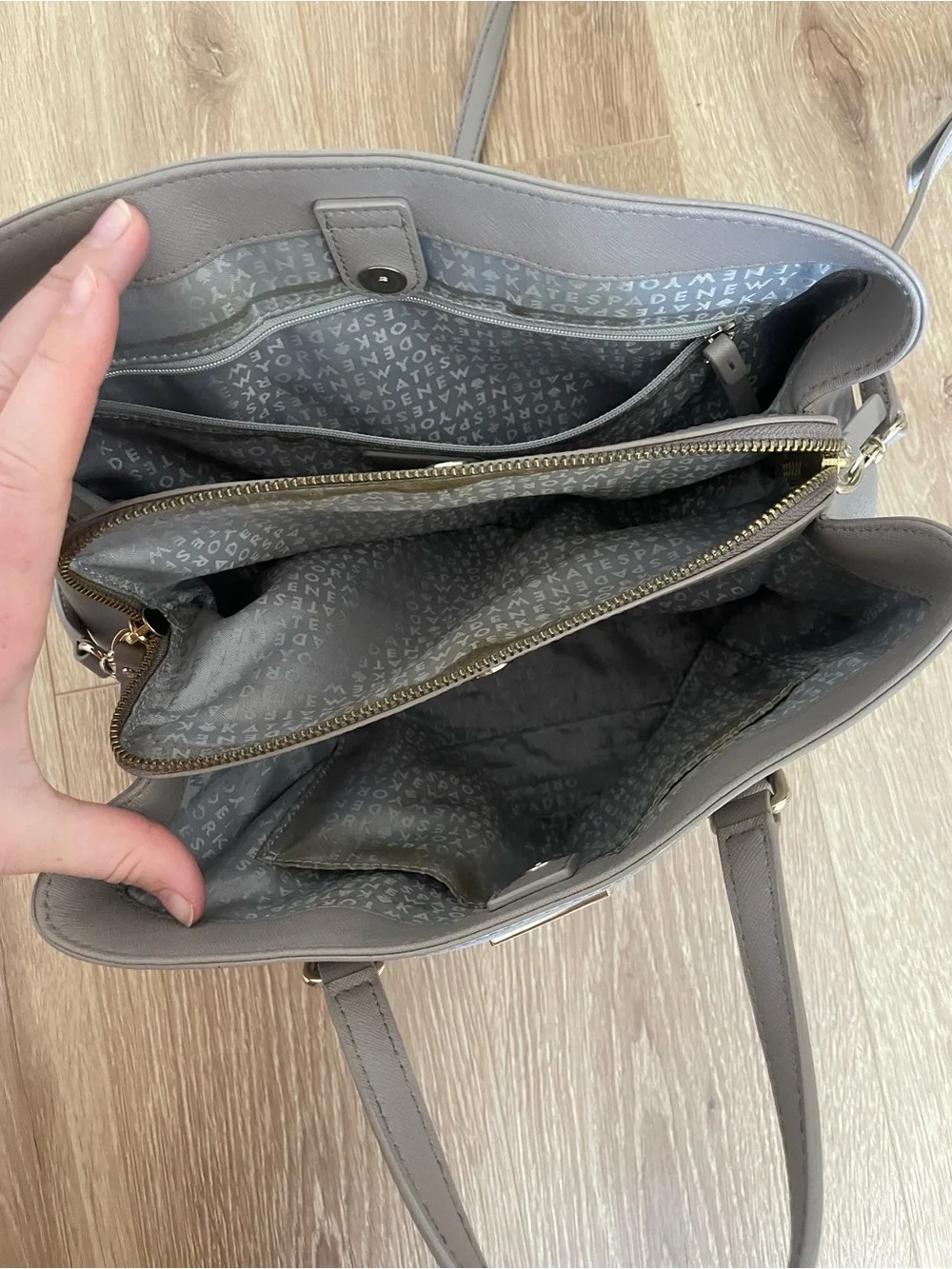 kate spade Light Taupe Structured Medium Tote with Removable Strap